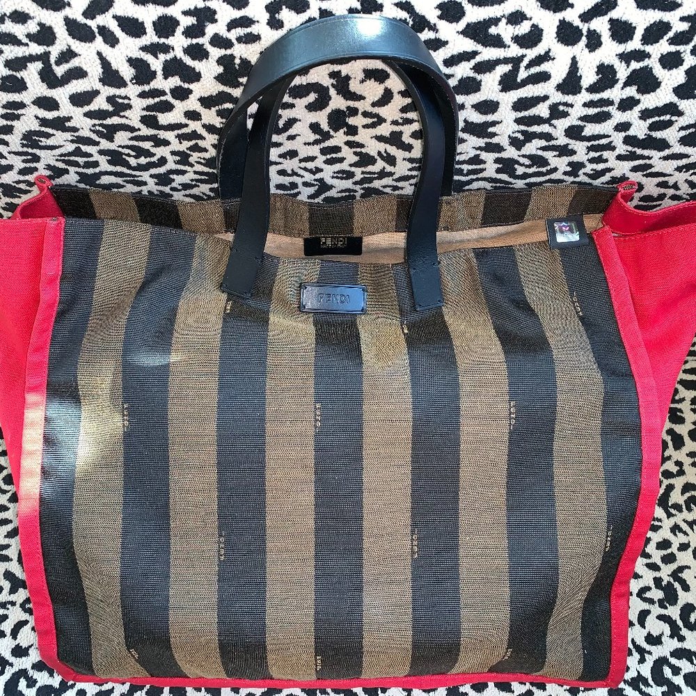 Fendi Pequin Shopping Tote Bag
